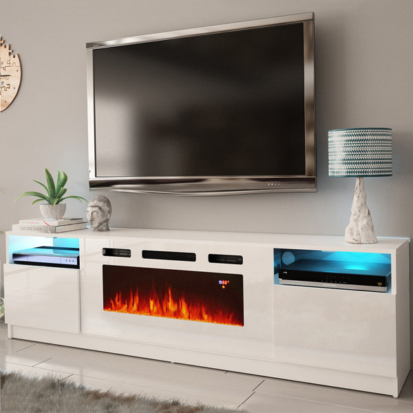 Orren Ellis Delaine TV Stand for TVs up to 88" with Fireplace Included & Reviews Wayfair